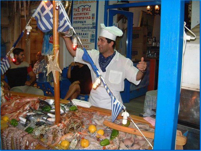 2003 08 24 010b 2003 08 030819 Chef at octopus restaurant on Naxos.JPG